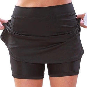Women's Solid Color Mid-waist Athletic Bottoms With Side Pocket 2 In 1 Liner Breathable Quick Dry Plus Size